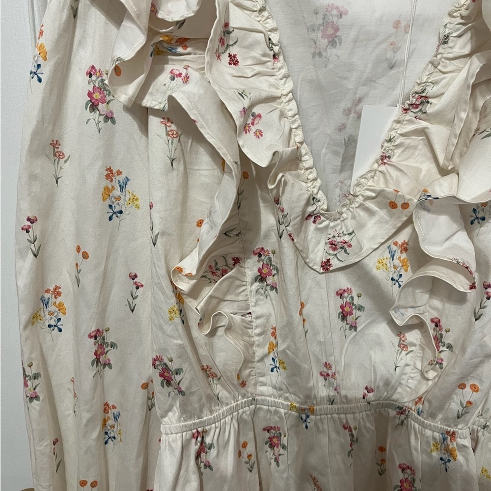 Rachel Parcell Cream Floral Ruffle Blouse - Picture 2 of 6